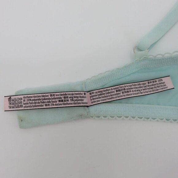 Victorias Secret 36D Dream Angels Lined Demi Blue Floral Lace Bra Underwire - Picture 14 of 16